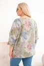 Damen-Baumwollbluse in Übergröße mit kurzem Ärmel und Blumenmuster fango