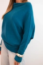 Damenpullover aus Viskose asymmetrisch Batwing Meerestöne