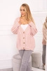 Buttoned sweater with puff sleeves powdered pink