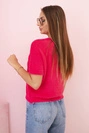 Dámský svetr z měkkého chloupku s V výstřihem krátký rukáv fuchsie