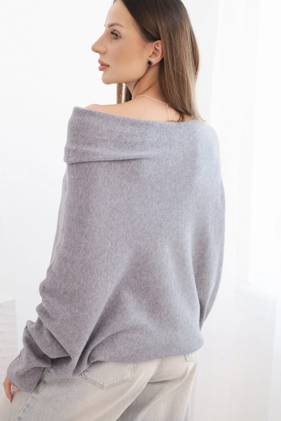 Damenpullover asymmetrisch aus Viskose Batwing grau