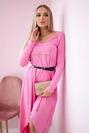 Šaty s ozdobným páskem a nápisem light pink