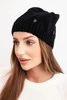 Women's winter wool hat with decorative crystals K461 black