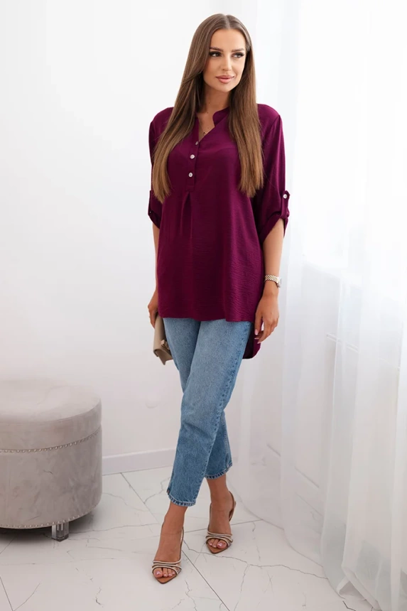 Bluse mit längerem Rücken Pflaume