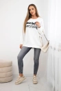Sweatshirt with embroidered inscription ecru