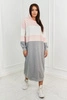 Tricolor dress with hood powder pink + ecru + grey