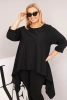 Damen Tunika Plus Size aus Baumwolle mit asymmetrischem Schnitt schwarz