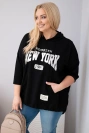 Bluza damska Plus Size masełko z kapturem i kieszenią kangurką czarna