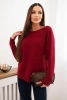 Women's viscose sweater with an openwork pattern and long sleeves burgundy