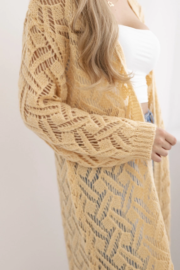 Pullover lange Strickjacke Super KID Mohair Pfirsich