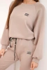 Damen-Set aus Viskose mit Sweatshirt und Hose dunkelbeige