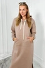 Long dress with a hood dark beige
