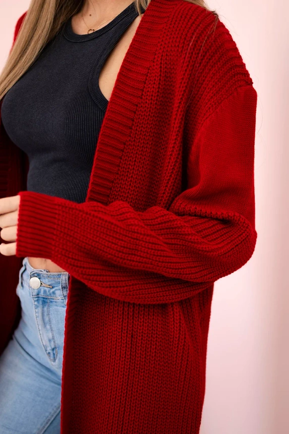 Langer Strickjacken-Pullover rot