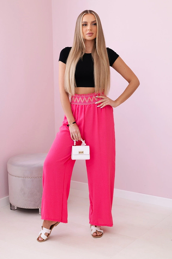 Trousers with a wide elastic waistband pink