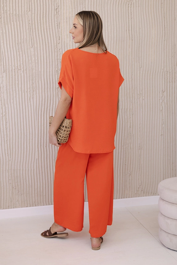 Set with necklace blouse + pants dark orange