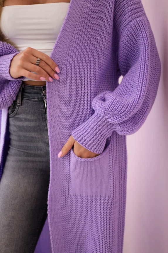 Sweater long cardigan light purple