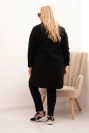 Dámsky elegantný kabát Plus Size s golierom a veľkými vreckami čierny