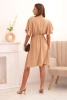 Dress with a wrap neckline camel