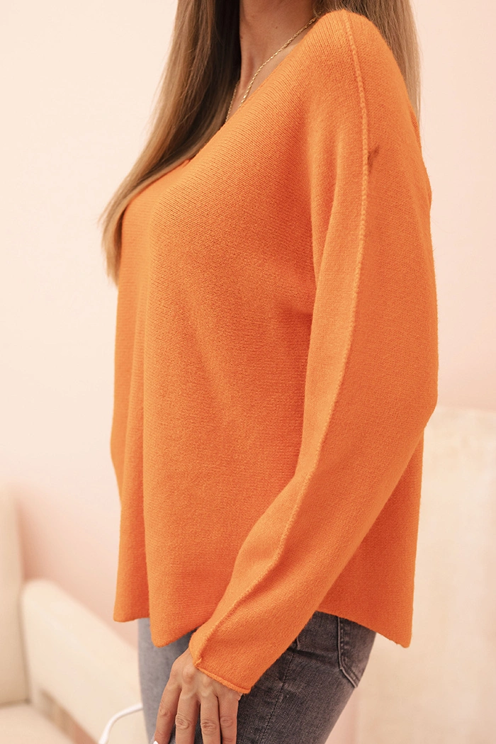 Damenpullover aus Viskose mit V-Ausschnitt orange