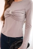 Women's fitted viscose blouse with draping and brooch fango