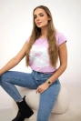 Halenka s potiskem rtů fialová