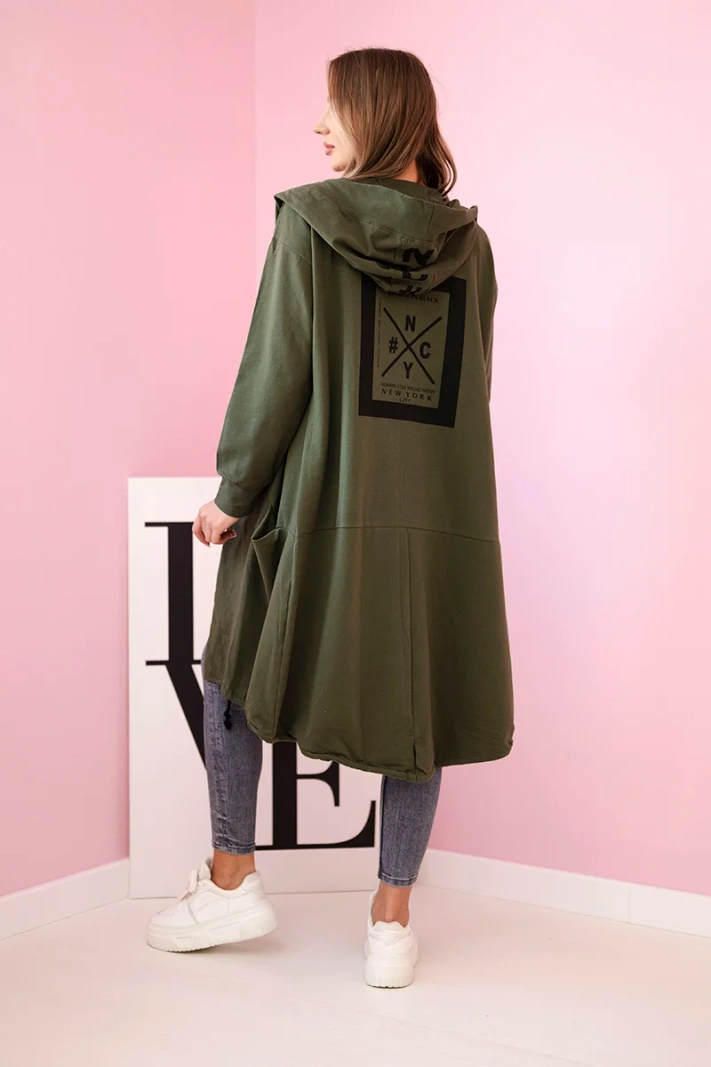 Cape with a hood oversize khaki
