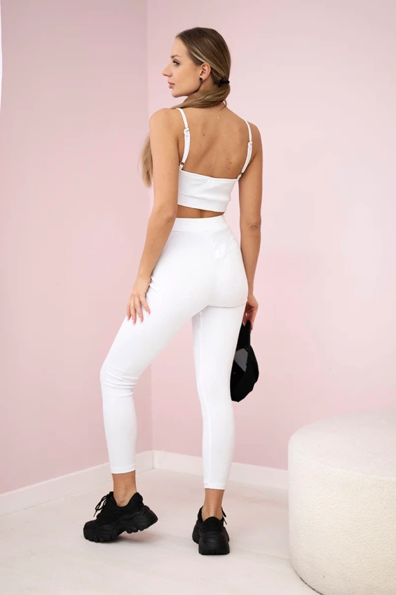 Striped top set with a blouse white