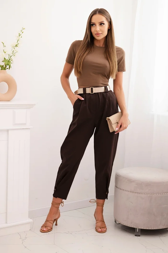 Summer Punto trousers with leg closure brown
