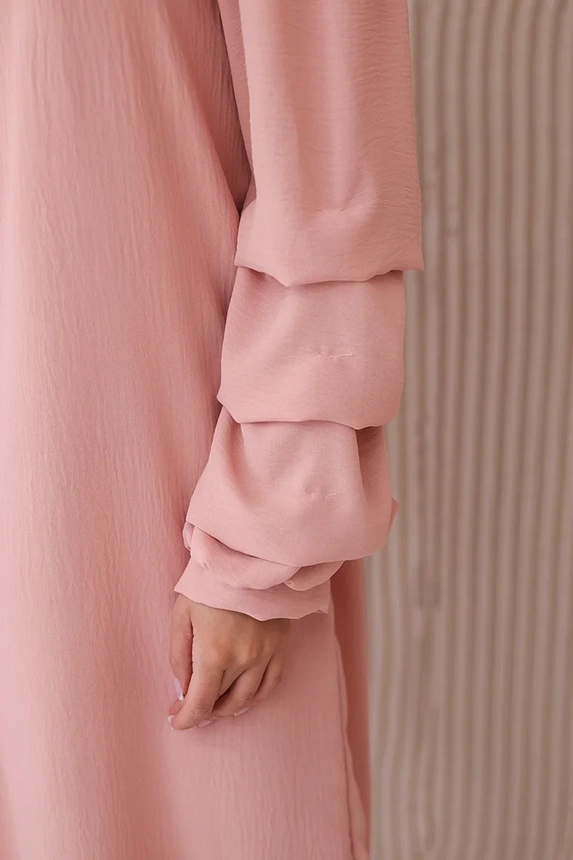 Spanish dress with decorative sleeves dark powder pink