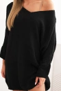 Dámské svetrové šaty Plus Size vlněné s výstřihem do V černá