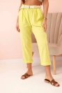 Women's linen cotton pants with a belt kiwi