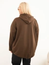 Damen Kapuzenpullover Plus Size aus Viskose mit Kängurutasche braun