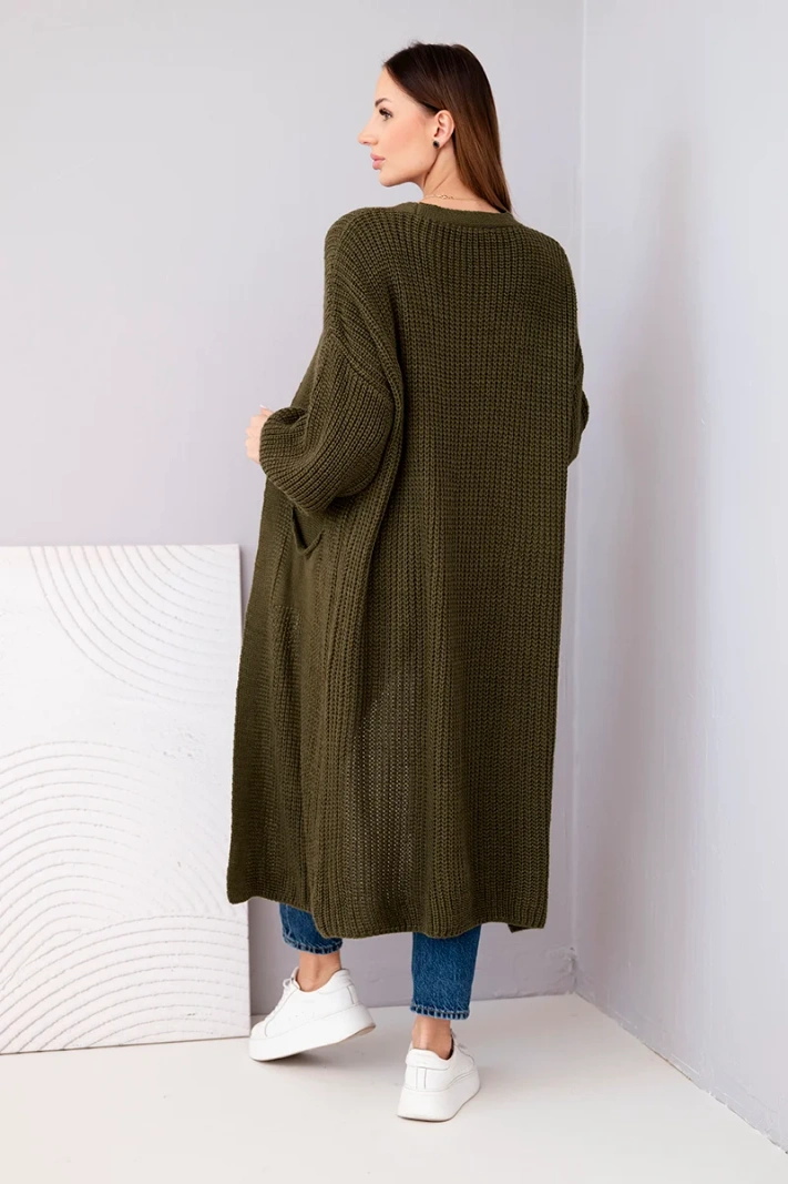 Pullover lange Strickjacke khaki