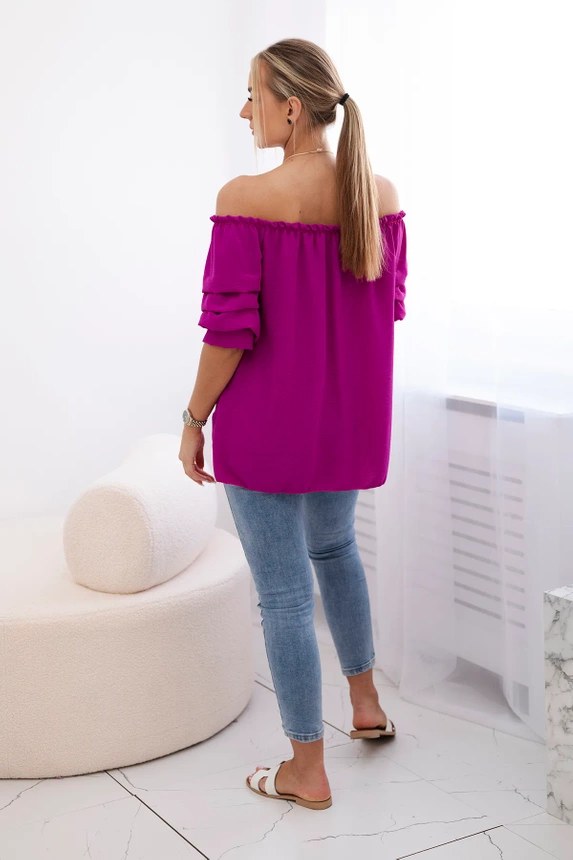 Spanish blouse with decorative sleeves dark purple