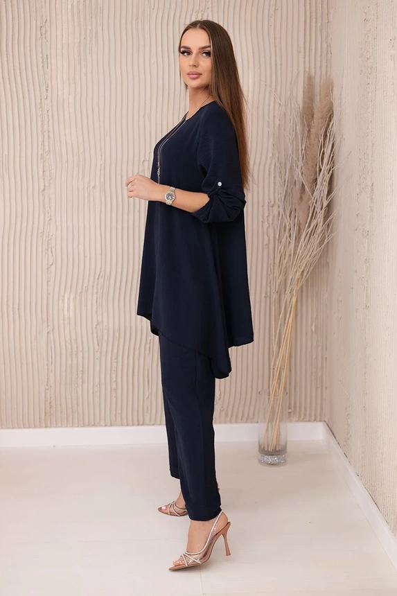 Set of blouse + pants with pendant navy blue