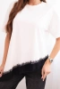 Women's asymmetrical cotton blouse with lace at the bottom black