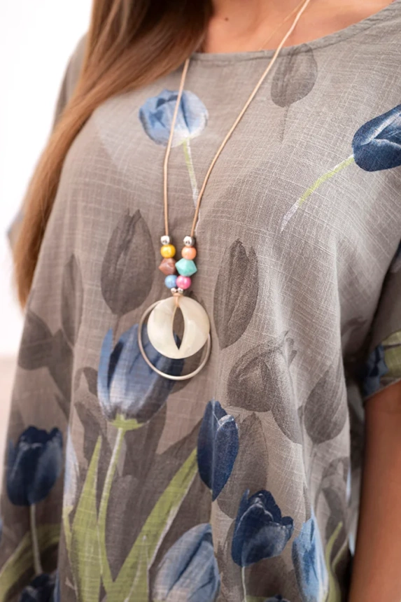 Women's cotton shirt with a floral pattern fango