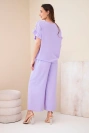 Damen-Viskose-Set mit bedruckter Bluse und Hose hellviolett
