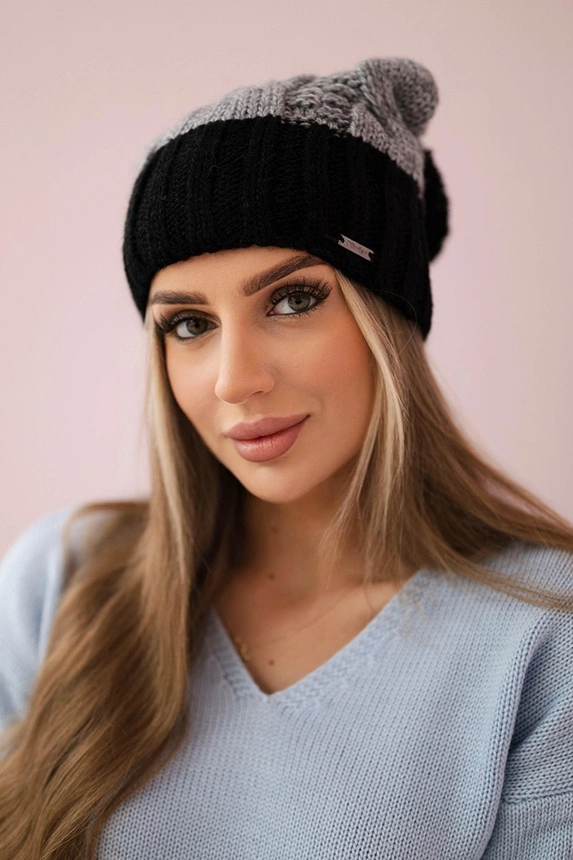 Čapica s fleece Paris K212 šedá+čierna