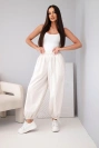 Damen Baumwollhose mit Gummibund und Bindung unten beige