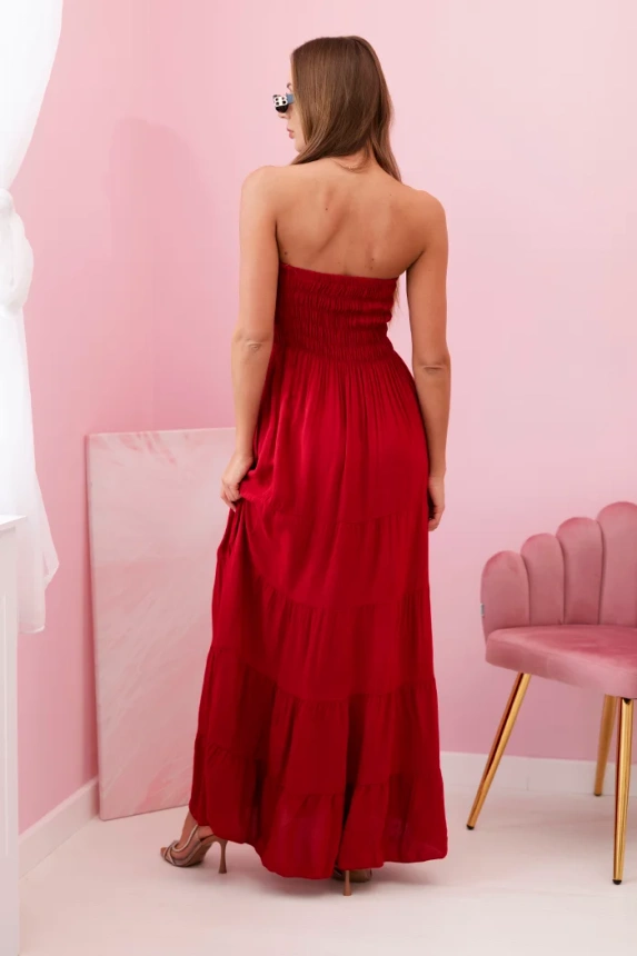 Women's viscose dress with elastic top burgundy