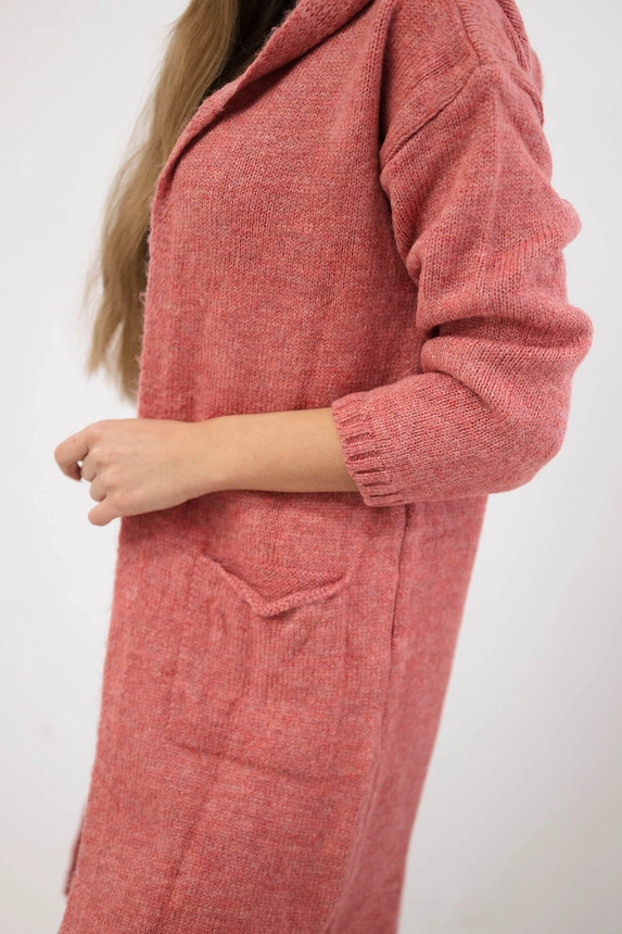 Kapuzenpulli mit Taschen einfarbig fuchsia