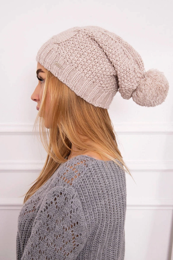 Cap with fleece Justyna K253 light beige