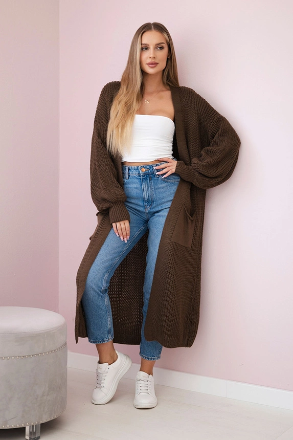 Sweater long cardigan brown