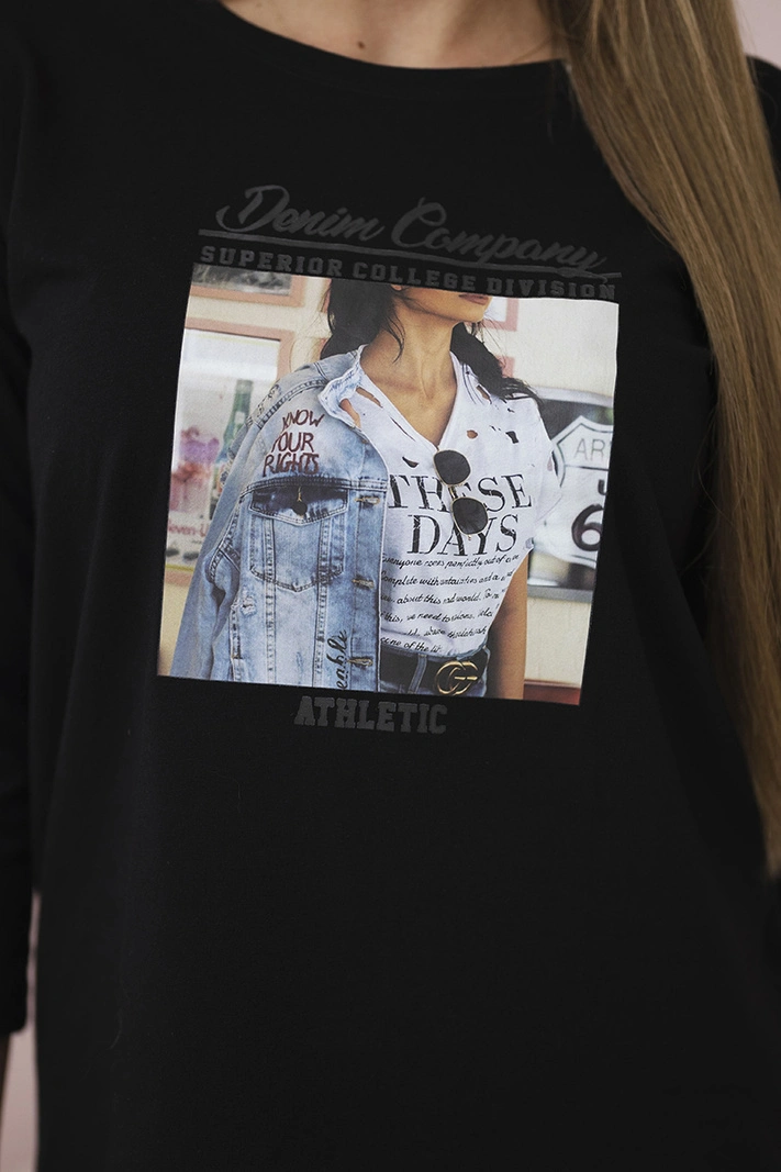 Collage bedruckte Bluse schwarz