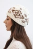 Women's winter hat with Norwegian pattern and thick weave K351 camel+ecru