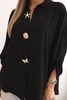 Women's shirt with viscose, decorative buttons, and collar black
