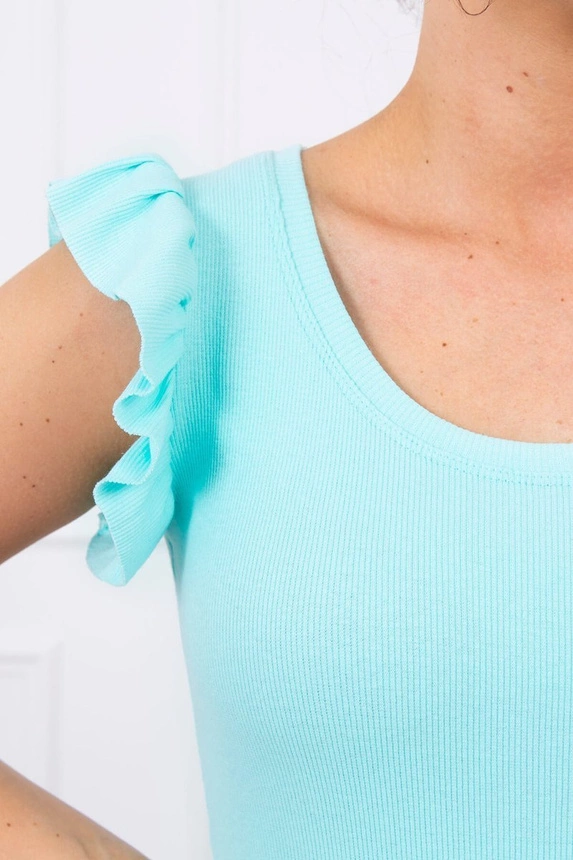 Kleid mit Rüschenärmeln in mint