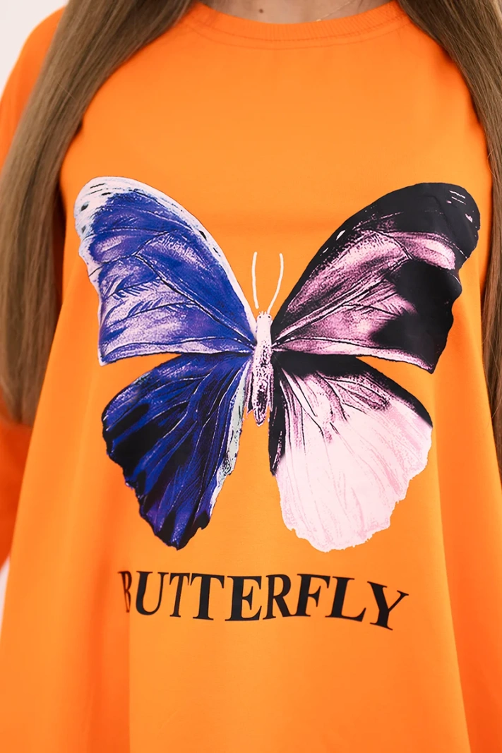 Blouse with print oversize orange