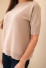 Sweter damski z wiskozy z krótkim rękawem ciemny beżowy